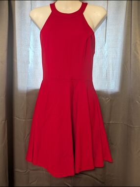 Windsor Red Halter Skater Dress